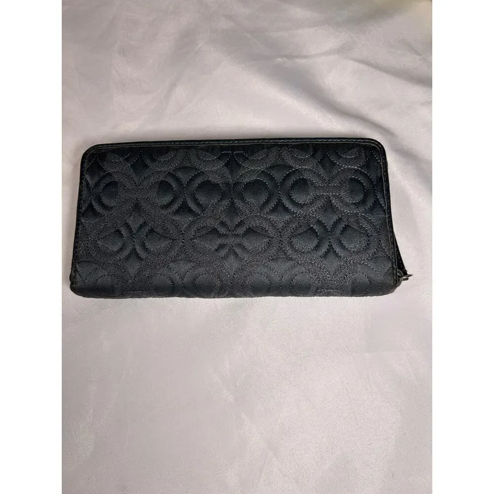Coach Dark Gray Quilted Zip Around Accordion Wallet - Picture 2 of 6